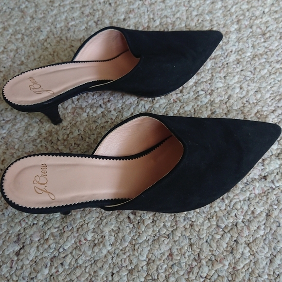 J.Crew pointy toe black suede leather mules size 6 - Picture 3 of 14